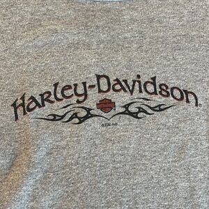 Vintage 90s Harley Davidson Roswell NM Long Sleeve Tee Womens‎ Large Gray Fitted